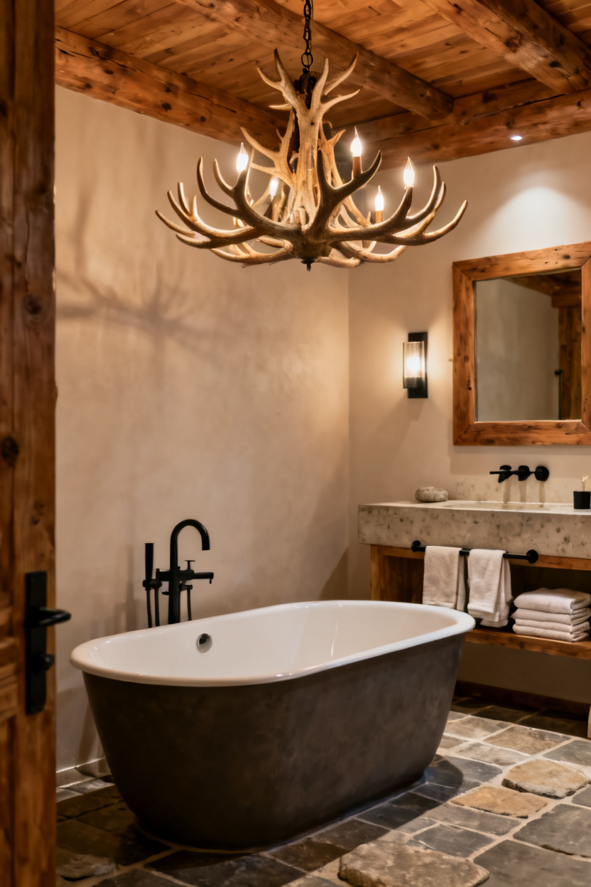 antler chandelier bathroom Antler Chandelier Bathroom