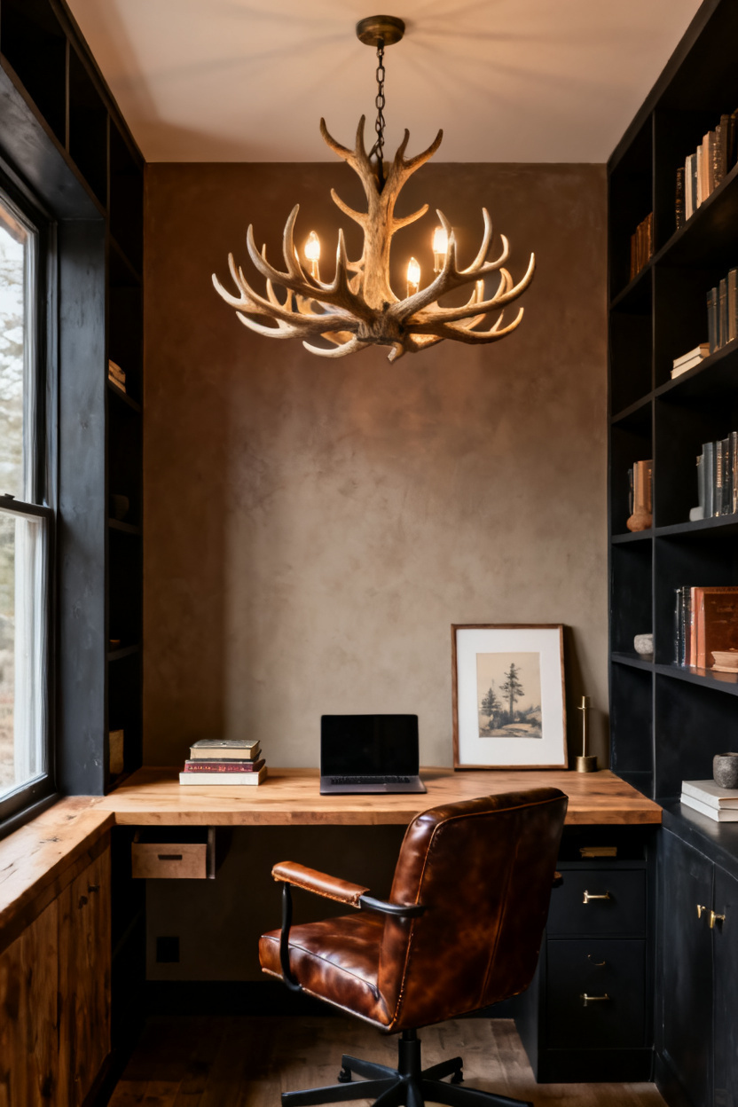 antler chandelier office Antler Chandelier Office