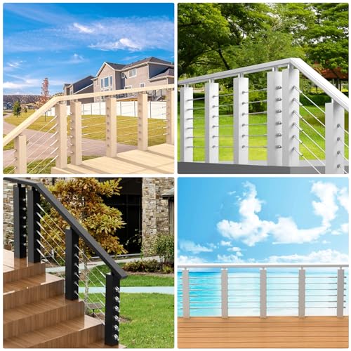 BLIKA 10 Pack Invisible Cable Railing Kit, T316 Stainless Steel 1/8" Invisible Receiver and Swage Stud End for Cable Railing, Swage Tensioner 1/8" for Wood/Metal Post, Cable Railing Hardware BLIKA 10 Pack Invisible Cable Railing Kit, T316 Stainless Steel 1/8" Invisible Receiver and Swage Stud End for Cable Railing, Swage Tensioner 1/8" for Wood/Metal Post, Cable Railing Hardware