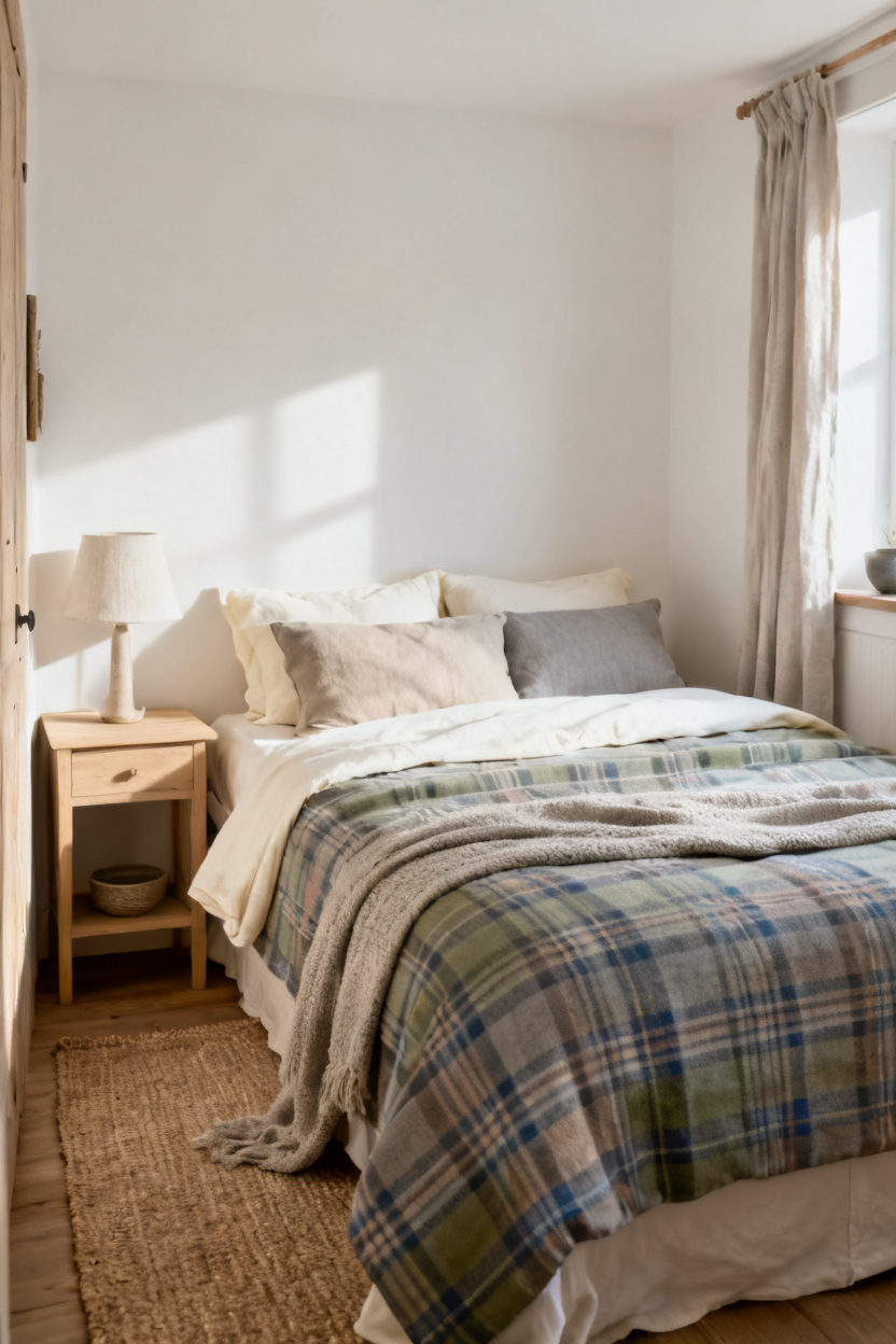 Choose a Muted Tartan for Small Bedrooms