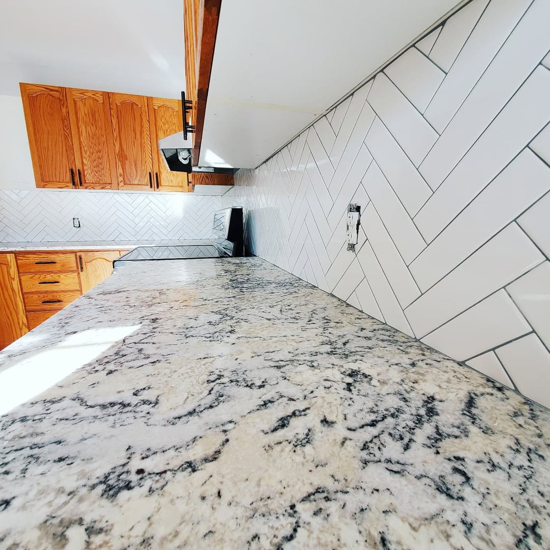 Classic White Subway Herringbone