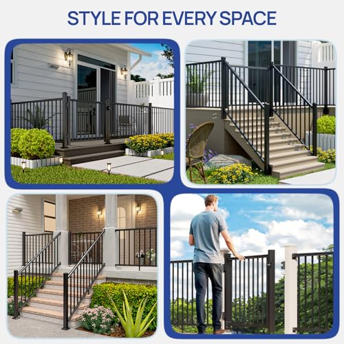 Egadis 4 ft. W Aluminum Deck Gate Kit for 36in. H Railing, Cuttable Black Textured Powder-Coat Finish Outdoor Gate Kit with Latch and Auto-Closing Hinge for Deck, Patio, Garden, Yard, Porch Egadis 4 ft. W Aluminum Deck Gate Kit for 36in. H Railing, Cuttable Black Textured Powder-Coat Finish Outdoor Gate Kit with Latch and Auto-Closing Hinge for Deck, Patio, Garden, Yard, Porch