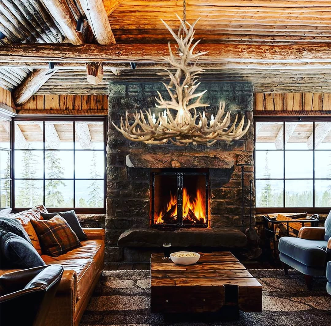 log cabin living room glow Log Cabin Living Room Glow