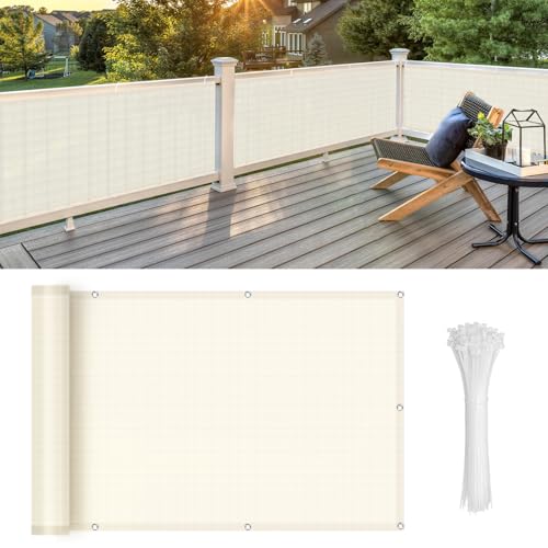 LOVE STORY Balcony Privacy Screen, 3'x10' Beige Deck Shield Screen Fence Cover (HDPE),UV Protection and Weather-Resistant,3 FT Height for Deck, Patio, Backyard, Outdoor Pool, Porch, Railing LOVE STORY Balcony Privacy Screen, 3'x10' Beige Deck Shield Screen Fence Cover (HDPE),UV Protection and Weather-Resistant,3 FT Height for Deck, Patio, Backyard, Outdoor Pool, Porch, Railing