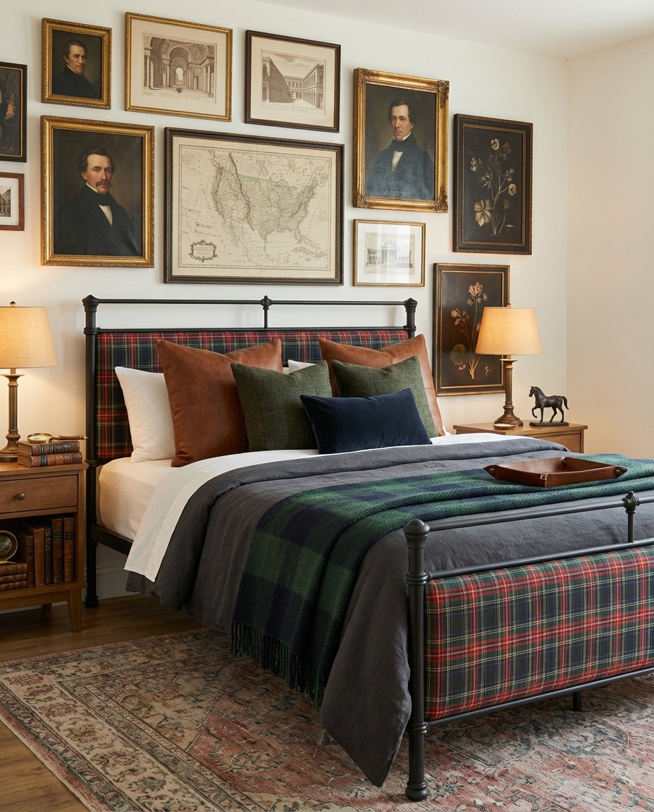 Mix Plaid Bedding With Weathered Wood