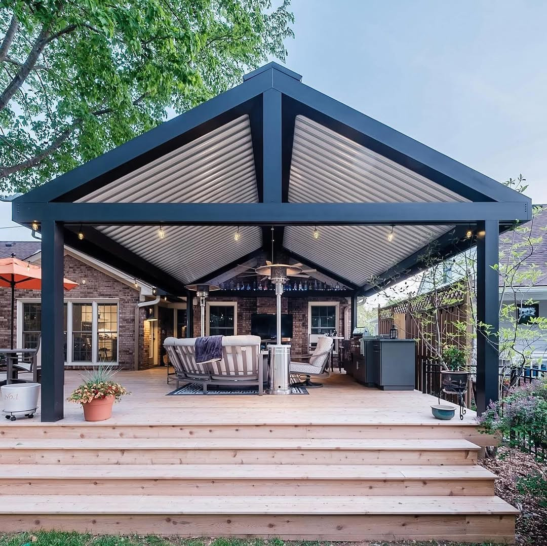 outdoor dining under a gabled roof Outdoor Dining Under a Gabled Roof