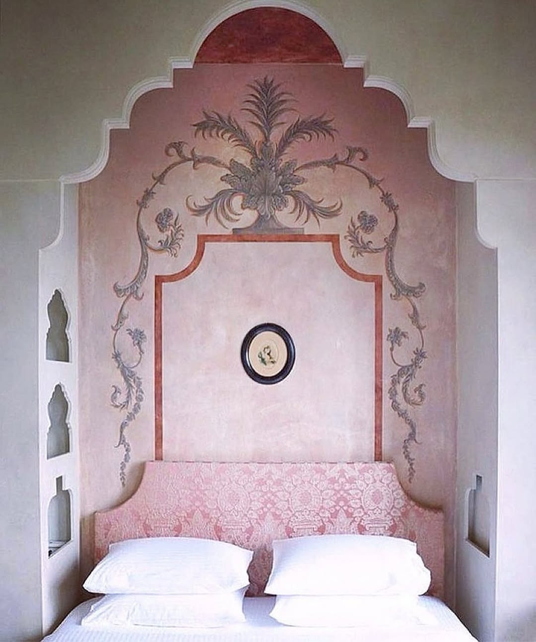 Painted Arches Behind the Bed