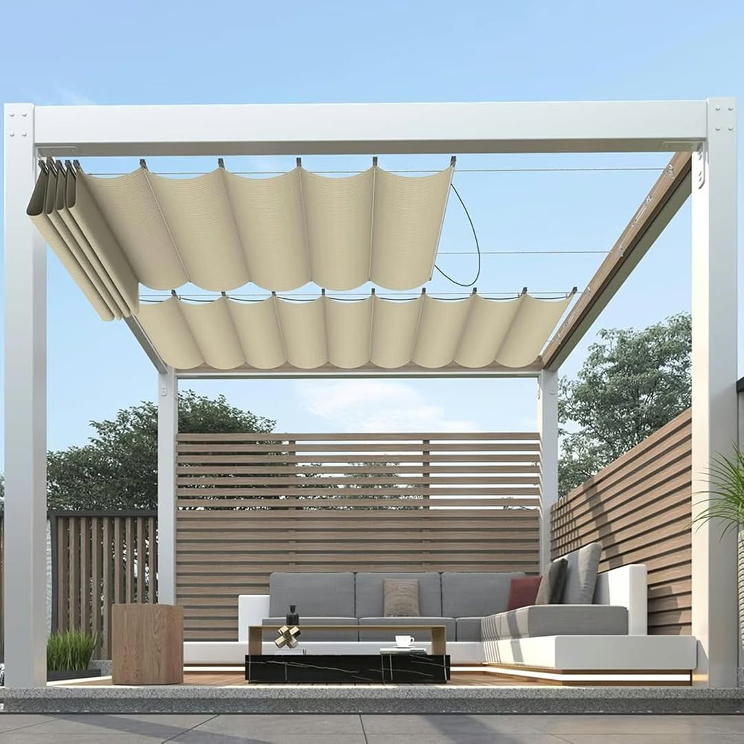 pergola deck with retractable canopy Pergola Deck with Retractable Canopy