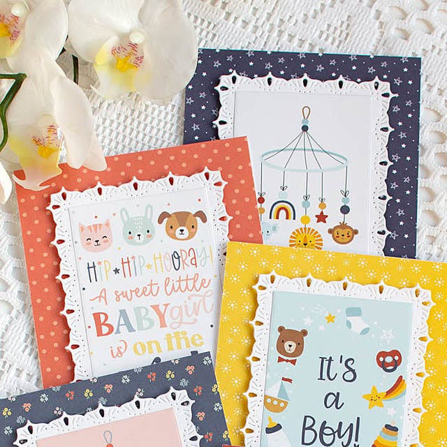 Scalloped Pastel Baby Cards