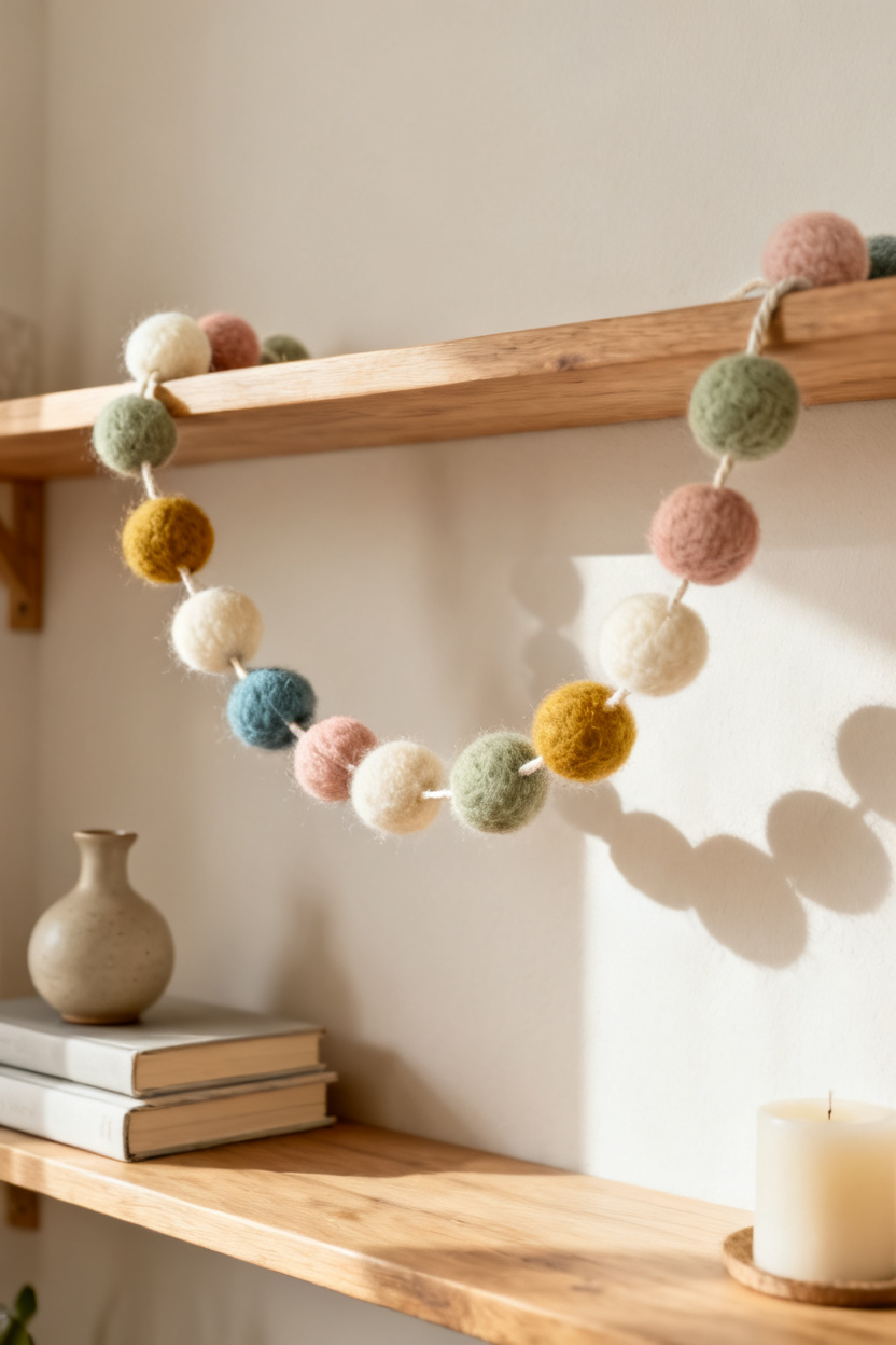 Simple Wool Pom-Pom Garland