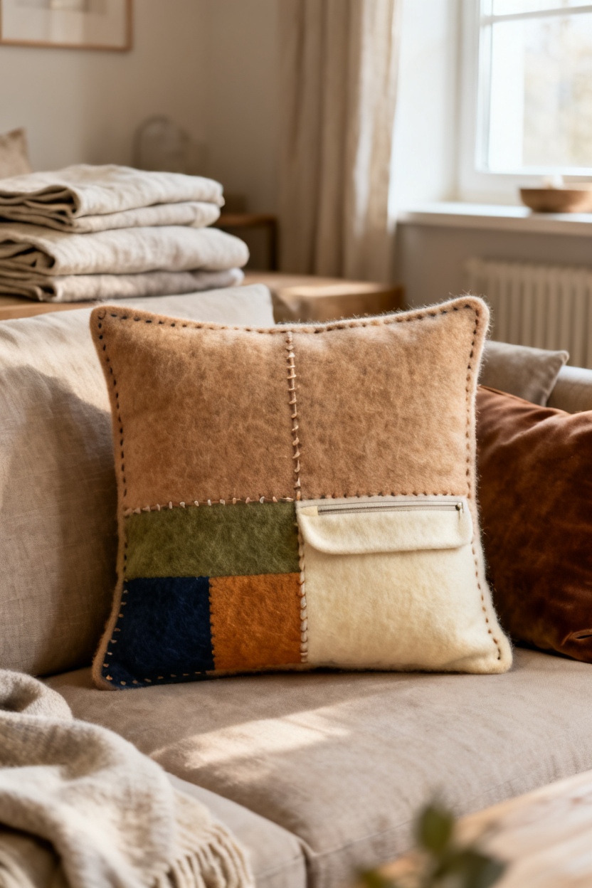 Stitched Wool Pillow Cover