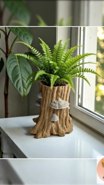 Tree Stump Planters with Forest Charm
