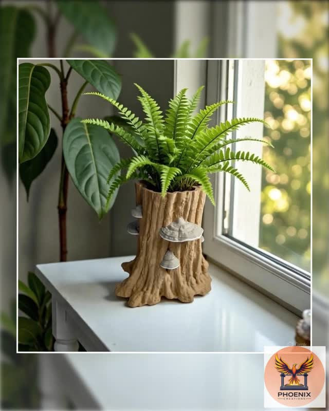 Tree Stump Planters with Forest Charm
