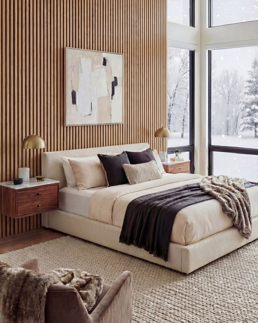 Vertical Wood Slat Panels